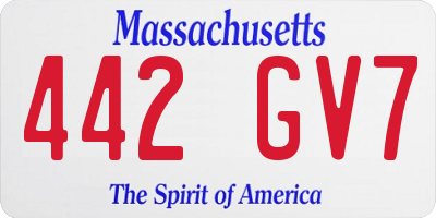 MA license plate 442GV7