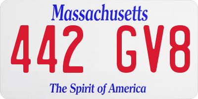 MA license plate 442GV8