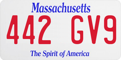 MA license plate 442GV9