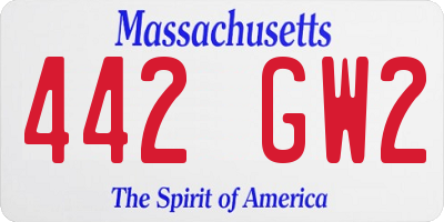 MA license plate 442GW2
