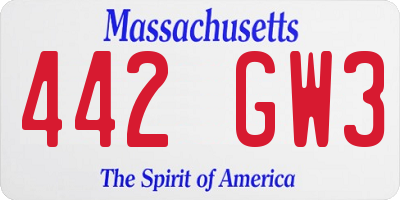 MA license plate 442GW3