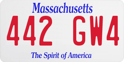 MA license plate 442GW4