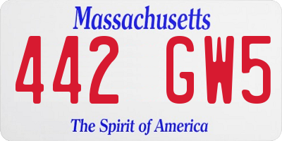 MA license plate 442GW5