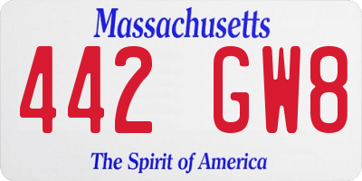 MA license plate 442GW8