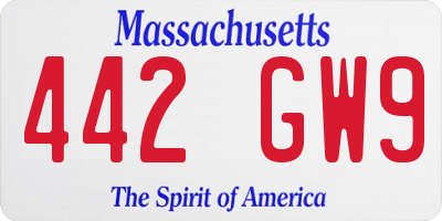 MA license plate 442GW9
