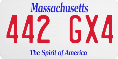 MA license plate 442GX4