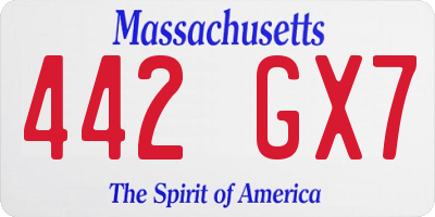 MA license plate 442GX7