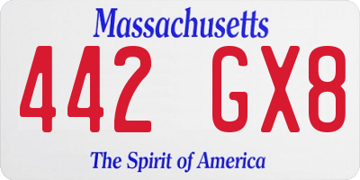 MA license plate 442GX8