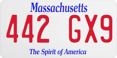 MA license plate 442GX9
