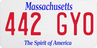 MA license plate 442GY0