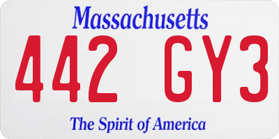 MA license plate 442GY3