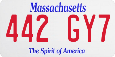MA license plate 442GY7
