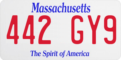 MA license plate 442GY9