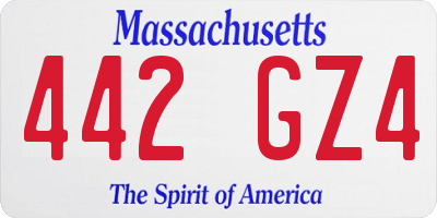 MA license plate 442GZ4