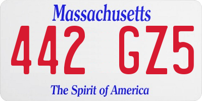 MA license plate 442GZ5