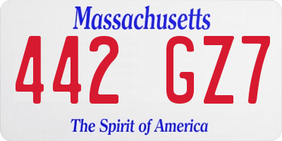 MA license plate 442GZ7