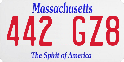 MA license plate 442GZ8