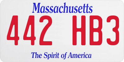 MA license plate 442HB3