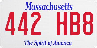 MA license plate 442HB8