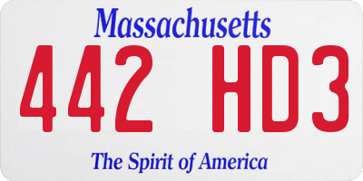 MA license plate 442HD3
