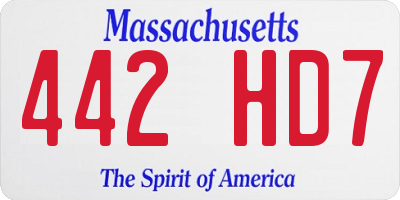 MA license plate 442HD7