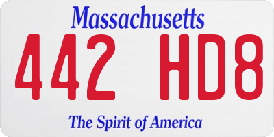 MA license plate 442HD8