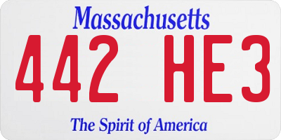 MA license plate 442HE3
