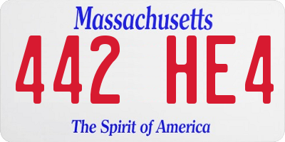 MA license plate 442HE4