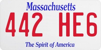 MA license plate 442HE6