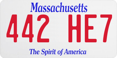 MA license plate 442HE7