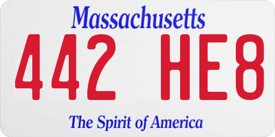 MA license plate 442HE8