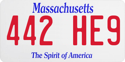 MA license plate 442HE9