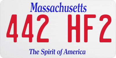 MA license plate 442HF2
