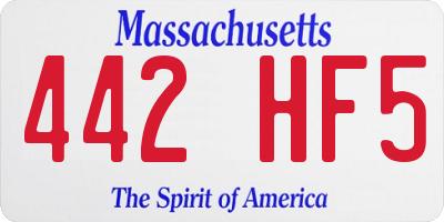MA license plate 442HF5