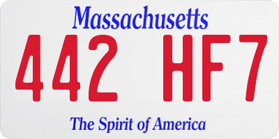 MA license plate 442HF7