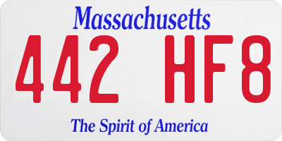 MA license plate 442HF8