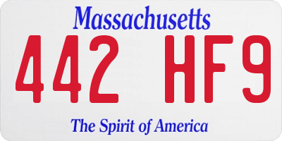 MA license plate 442HF9