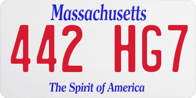MA license plate 442HG7
