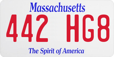 MA license plate 442HG8