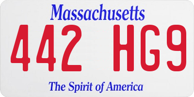 MA license plate 442HG9