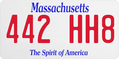 MA license plate 442HH8
