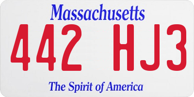 MA license plate 442HJ3