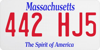 MA license plate 442HJ5