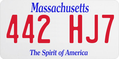 MA license plate 442HJ7
