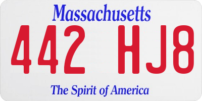 MA license plate 442HJ8