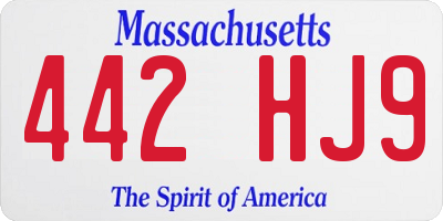 MA license plate 442HJ9