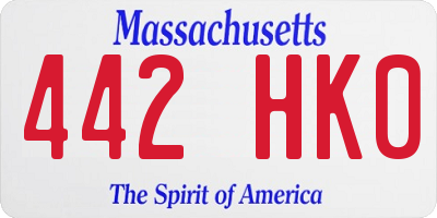 MA license plate 442HK0