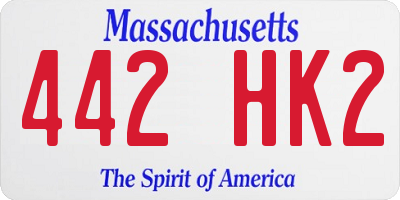 MA license plate 442HK2