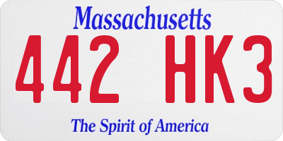 MA license plate 442HK3