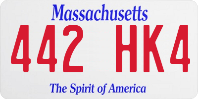 MA license plate 442HK4